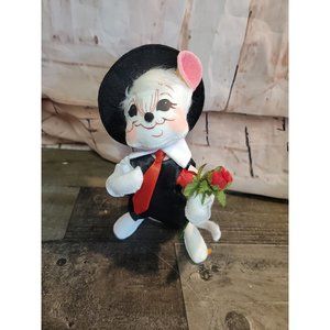 Annalee Valentine's Day Mouse roses suit tie decor figure